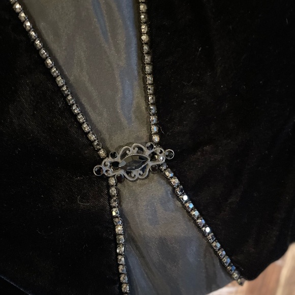 Vtg Scott McClintock Black Velvet Corset / Sleeveless Top ~ 10 M ~ Beading - Picture 2 of 6